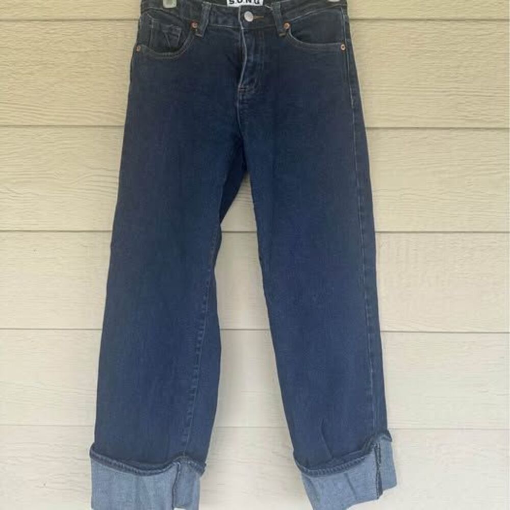 S.O.N.G. Women’s Dark Wash Wide Leg Cuffed Jeans Size 00/23